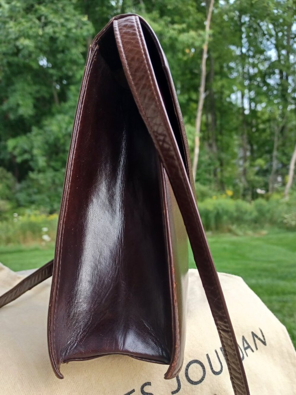 Vintage Charles Jourdan Cross-Body Bag Brown Leather Shoulder Handbag 1970/80s - Picture 2 of 14